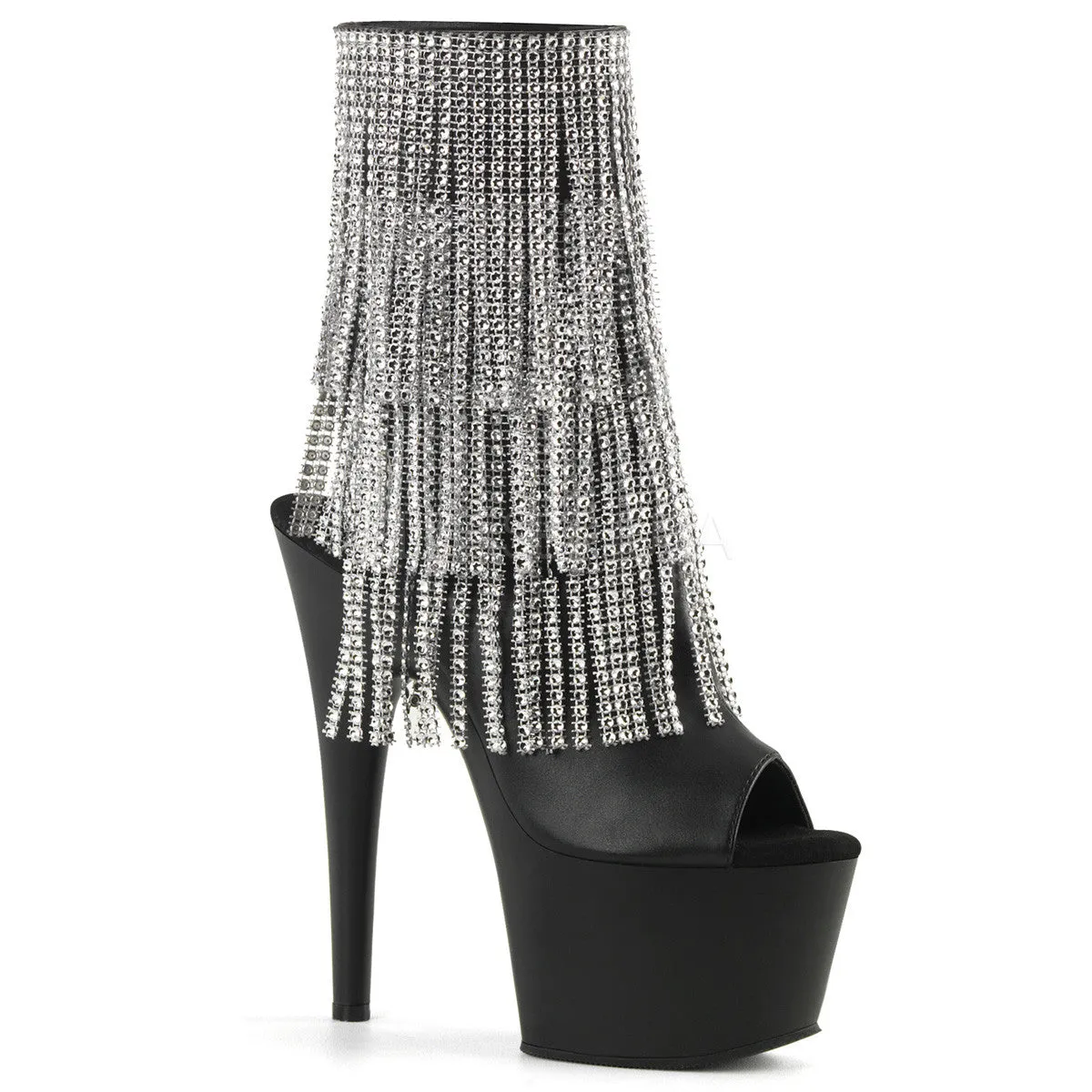 7 Inch Heel ADORE-1024RSF Black Faux Leather