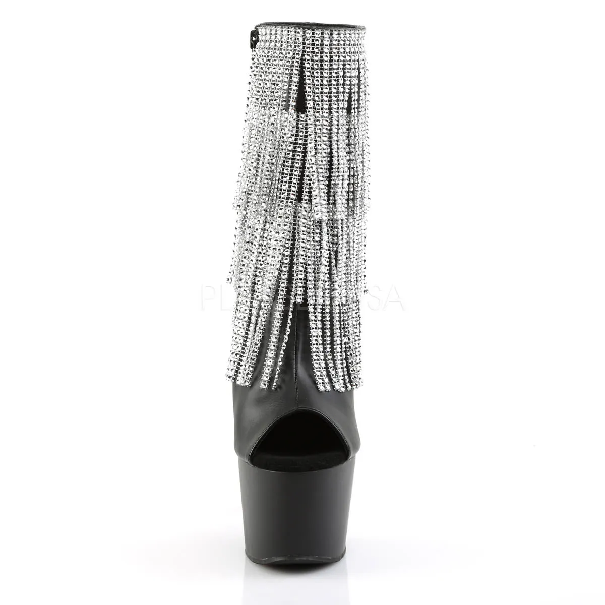 7 Inch Heel ADORE-1024RSF Black Faux Leather