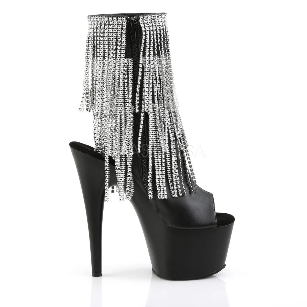 7 Inch Heel ADORE-1024RSF Black Faux Leather