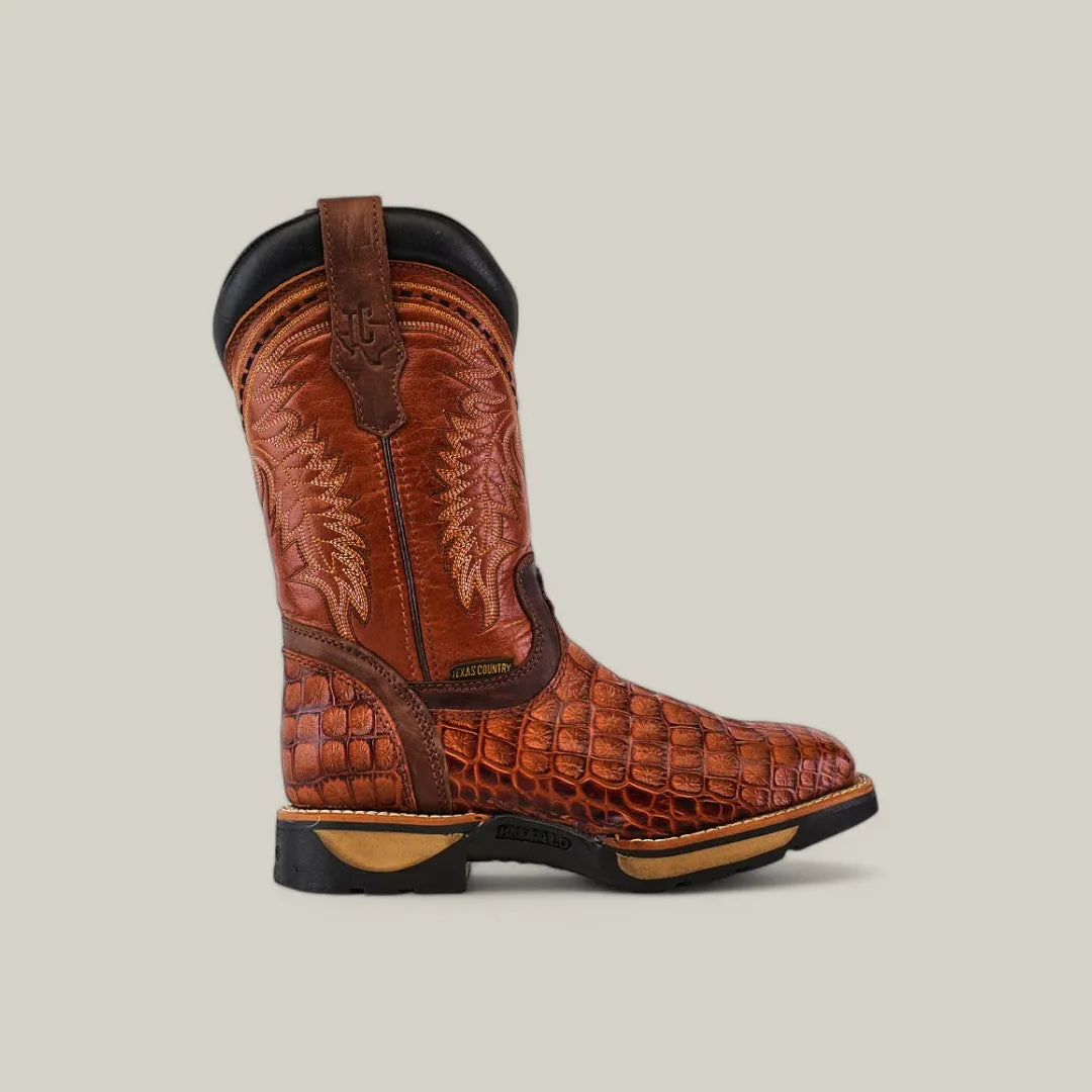 Alligator Print Cogñac Soft Toe - E6022