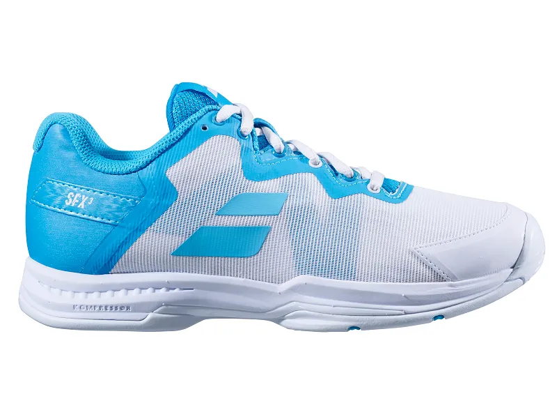Babolat SFX 3 Women's Tennis Shoe In White/Blue