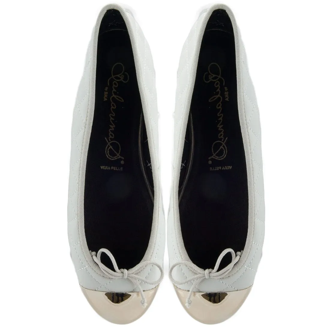 Bailarinas ELLA OFF White Quilted Ballerina Flats