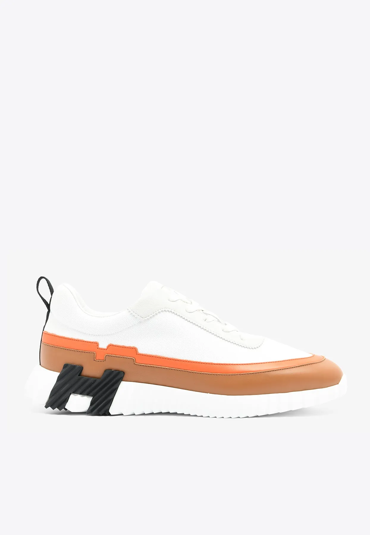Bouncing Low-Top Sneakers in White Knit, Calfskin and Suede