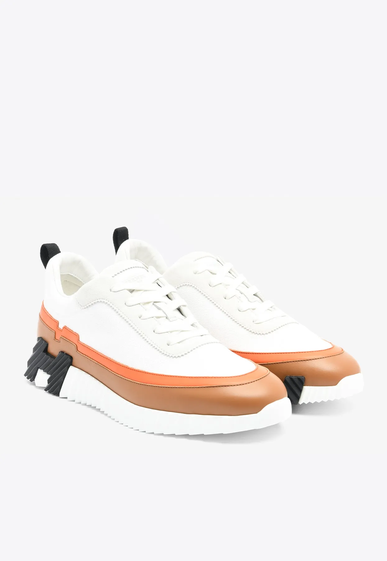 Bouncing Low-Top Sneakers in White Knit, Calfskin and Suede