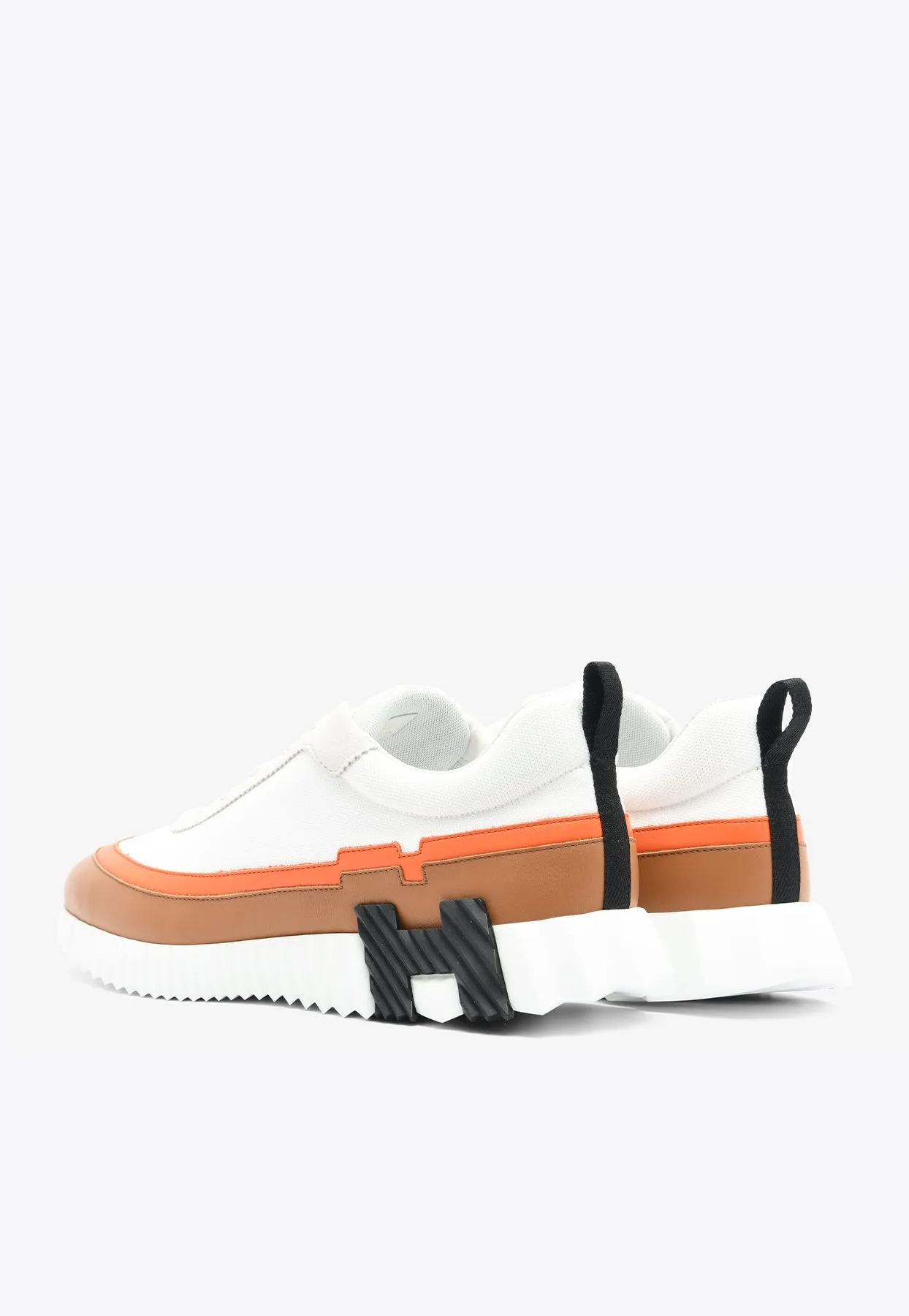 Bouncing Low-Top Sneakers in White Knit, Calfskin and Suede