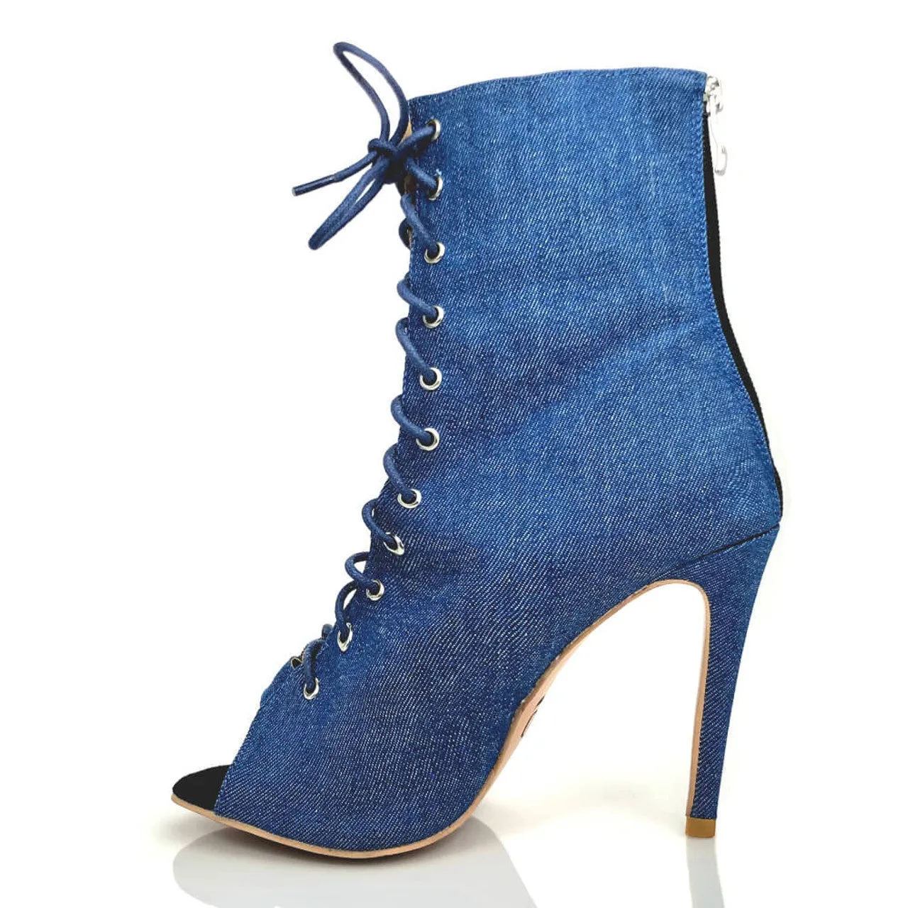 Deja Vu - Denim By Kiira Harper - Lace Up Dance Boots (Street Sole)