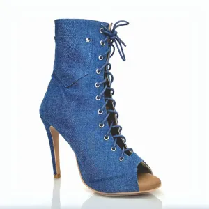 Deja Vu - Denim By Kiira Harper - Lace Up Dance Boots (Street Sole)