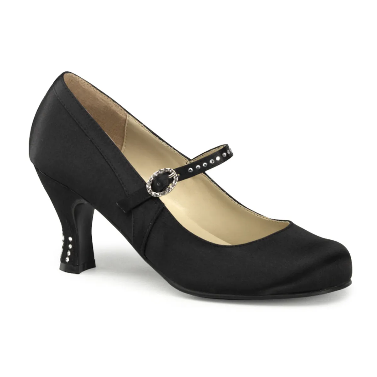 FLAPPER-20 Fancy Dress Costume Funtasma Women's Shoes Black Satin Pu