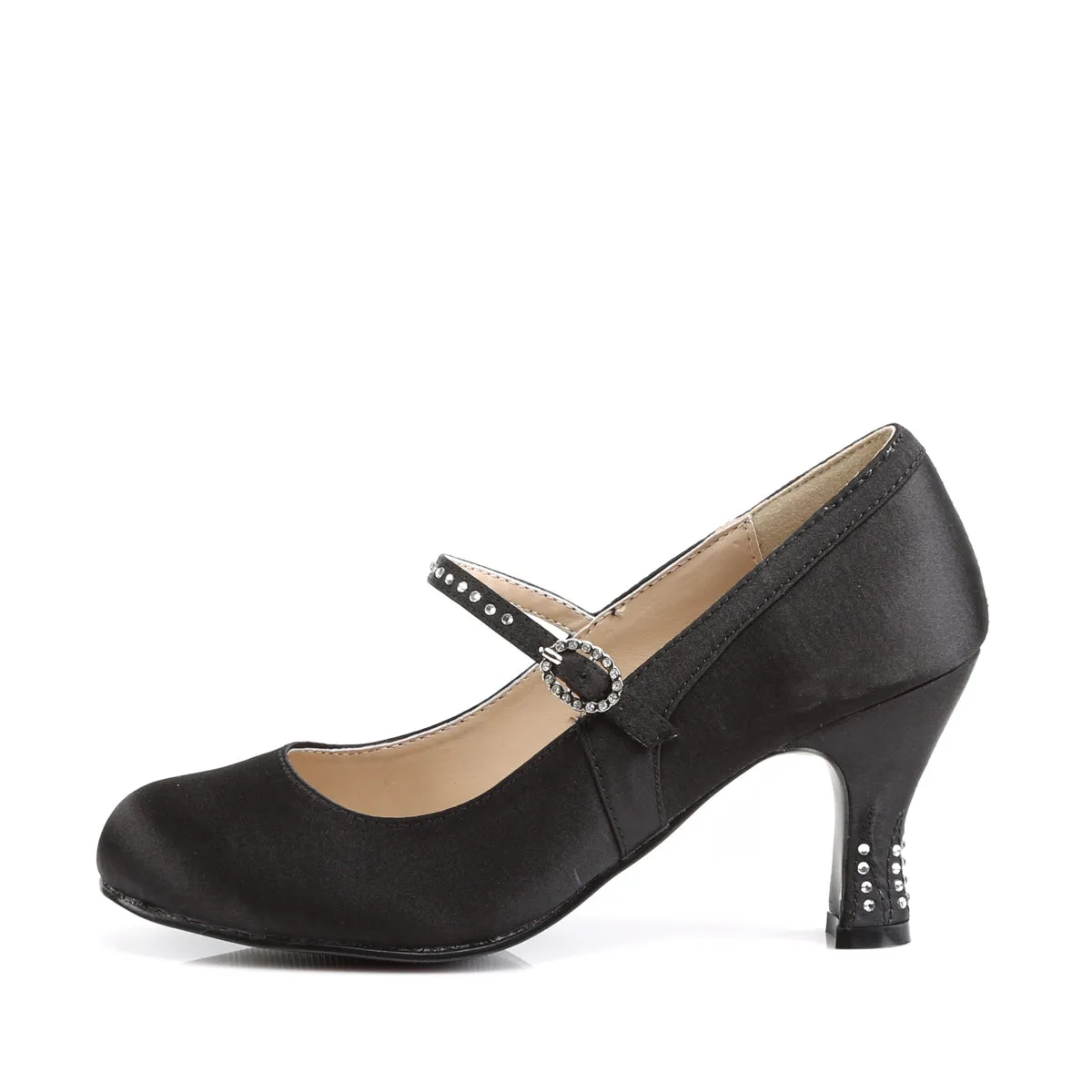 FLAPPER-20 Fancy Dress Costume Funtasma Women's Shoes Black Satin Pu