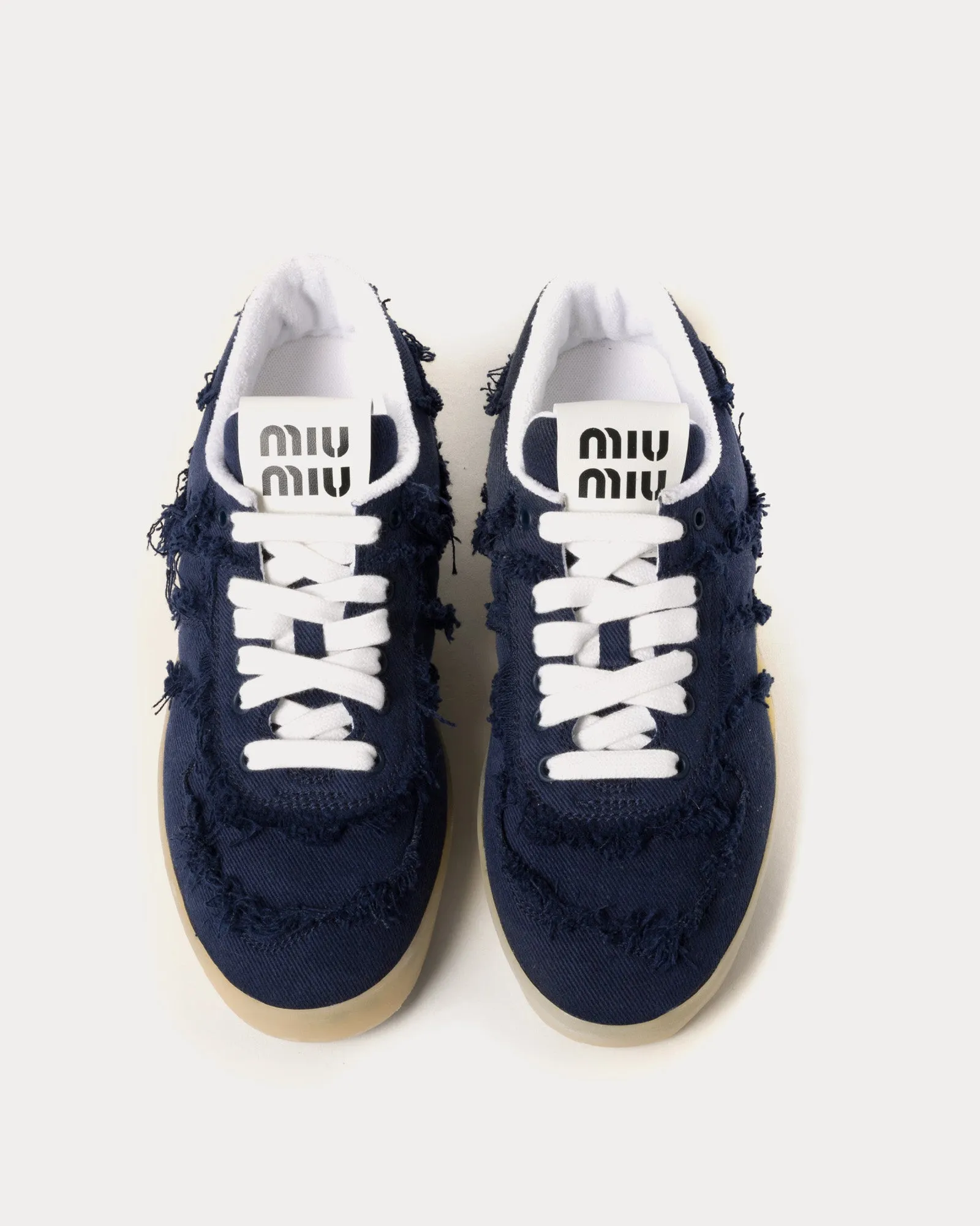 Frayed Denim Royal Blue Low Top Sneakers