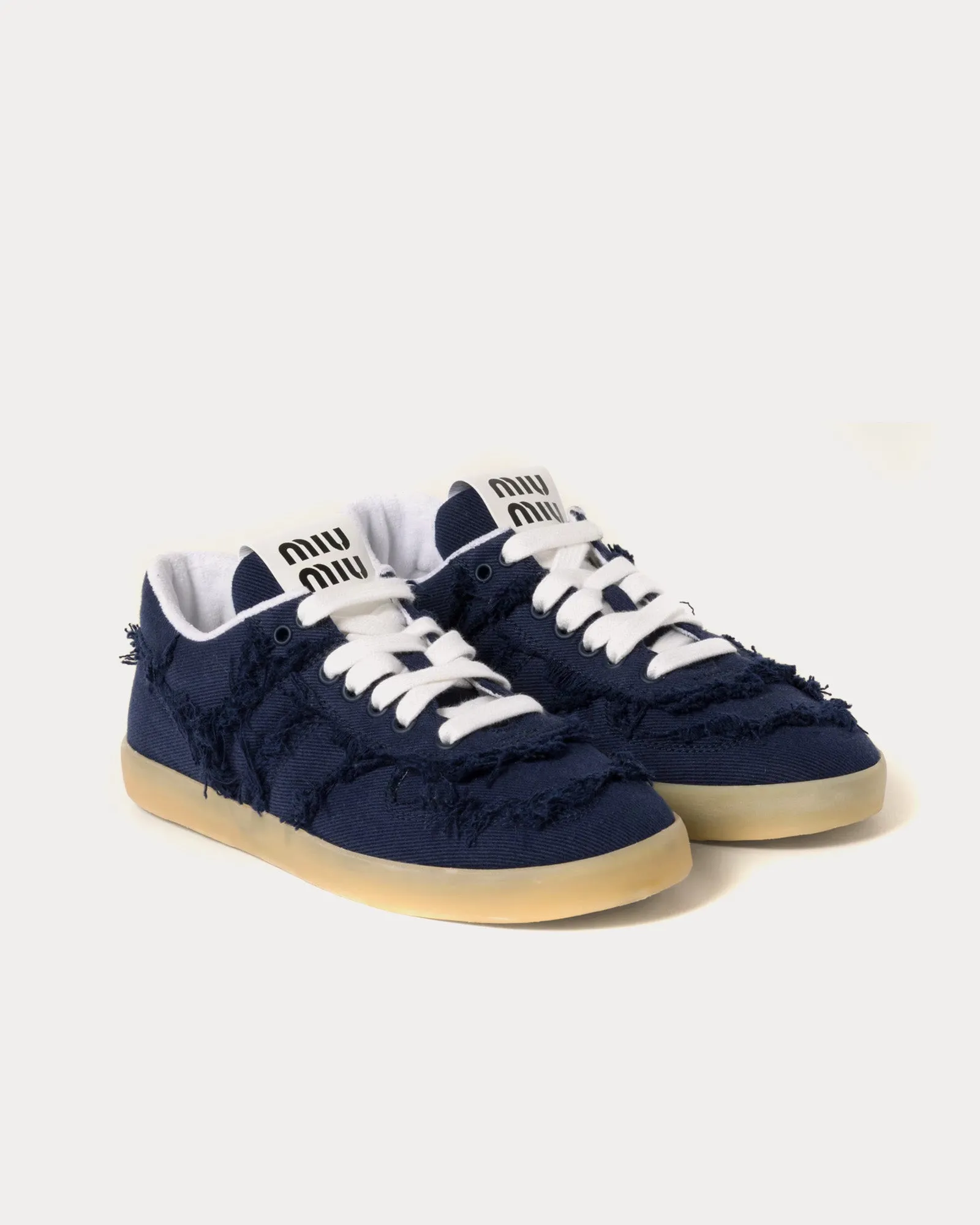 Frayed Denim Royal Blue Low Top Sneakers