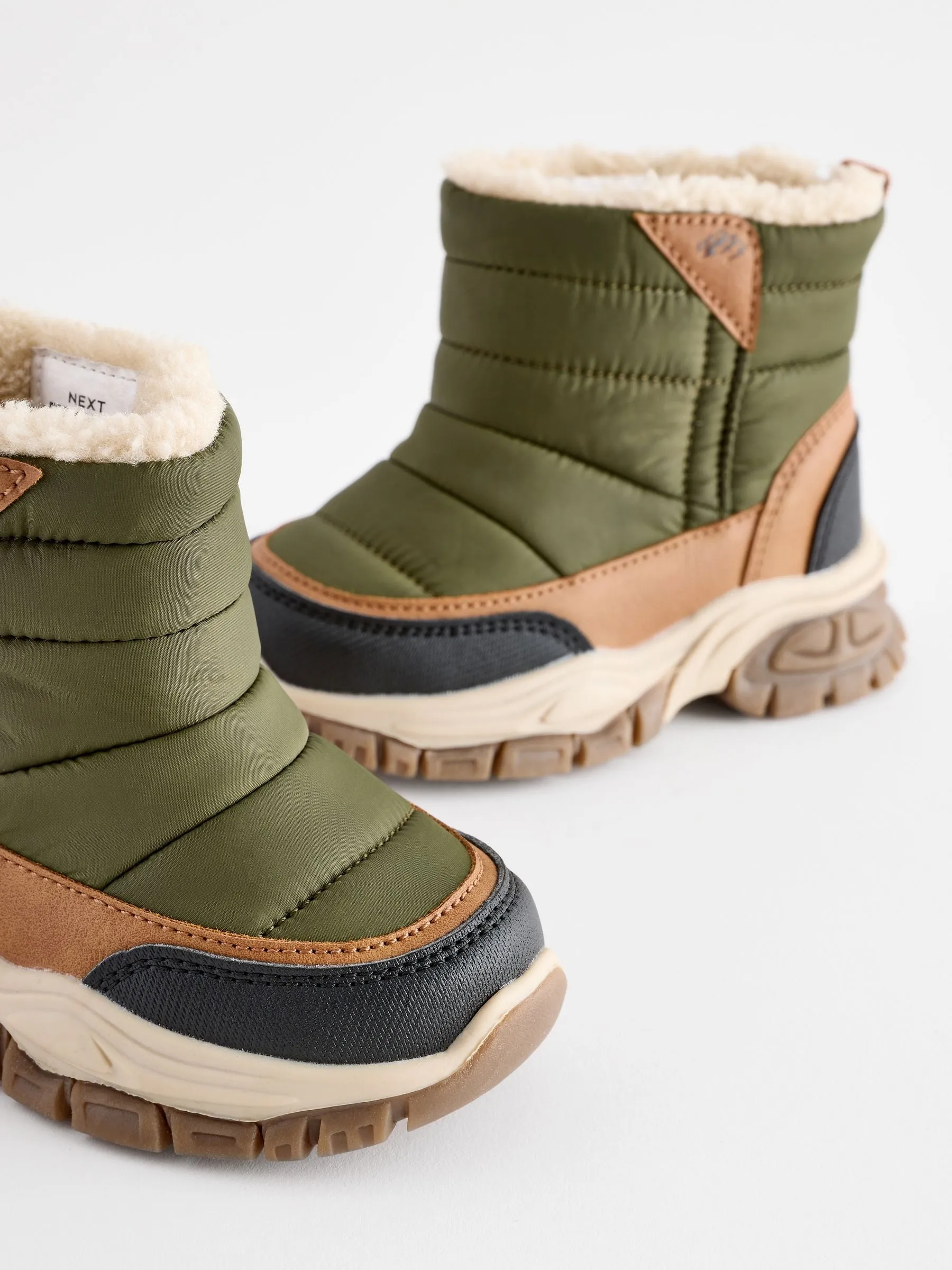 Green Quilted Snow Boots