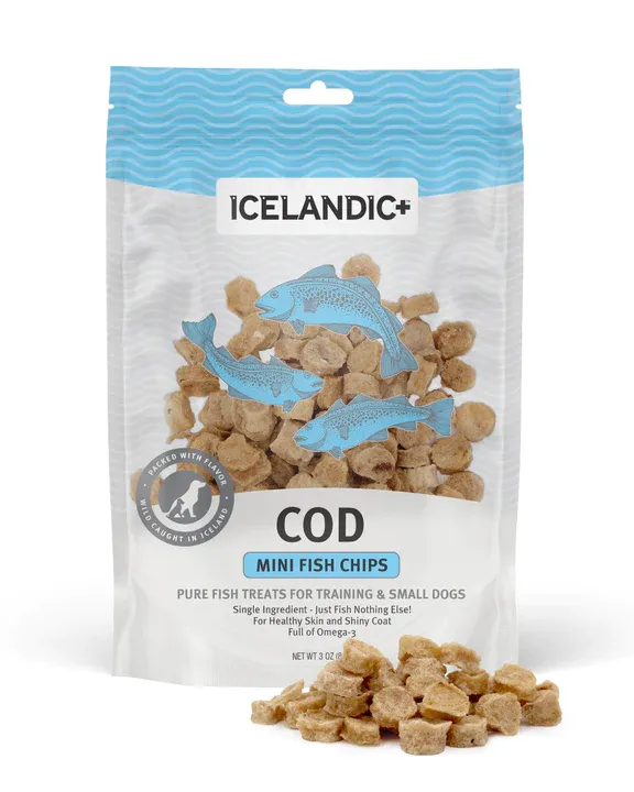 Icelandic  Cod Mini Fish Chips For Training & Small Dogs 2.5oz