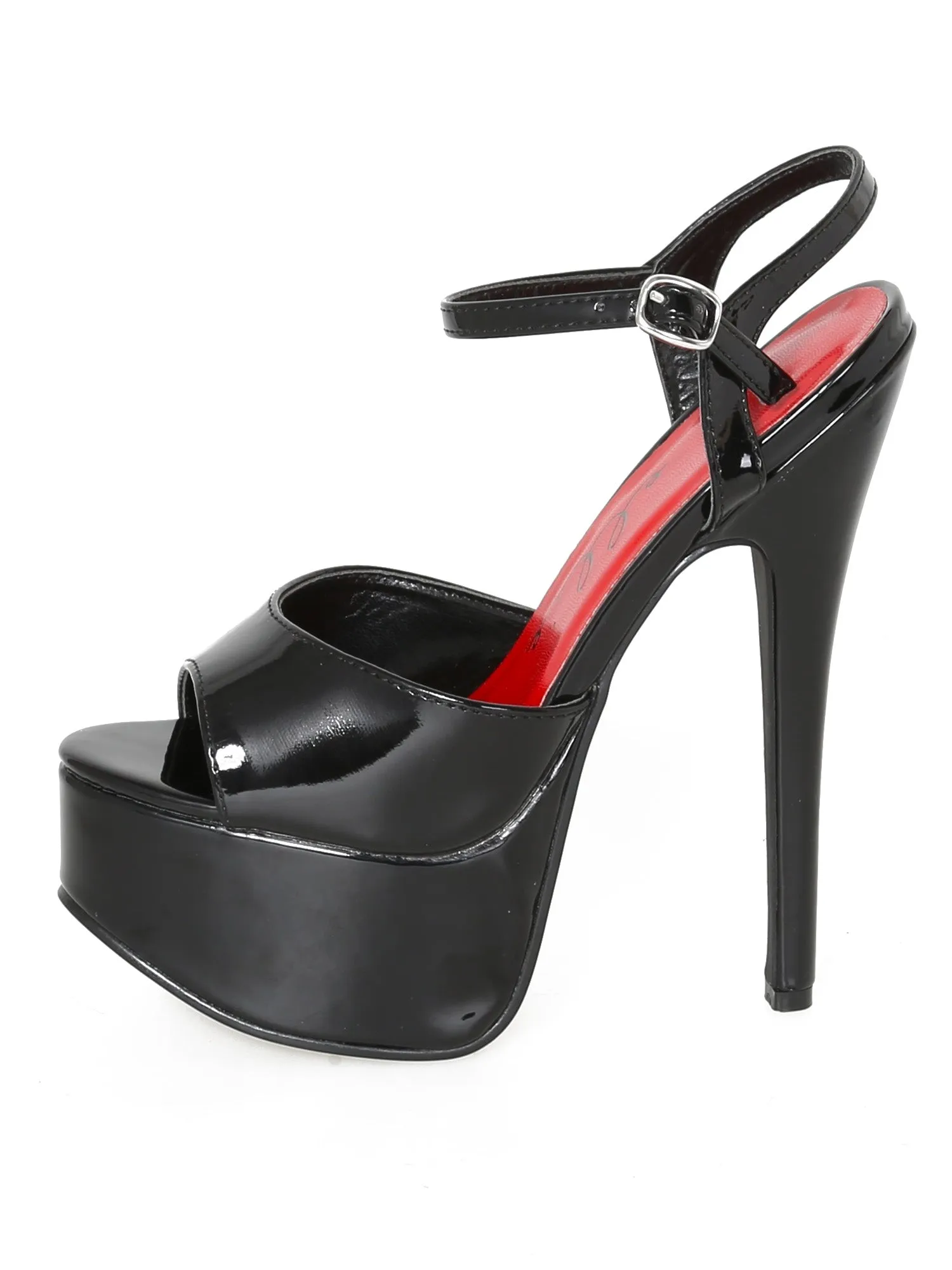 Juliet Patent Peeptoe Sandals Black
