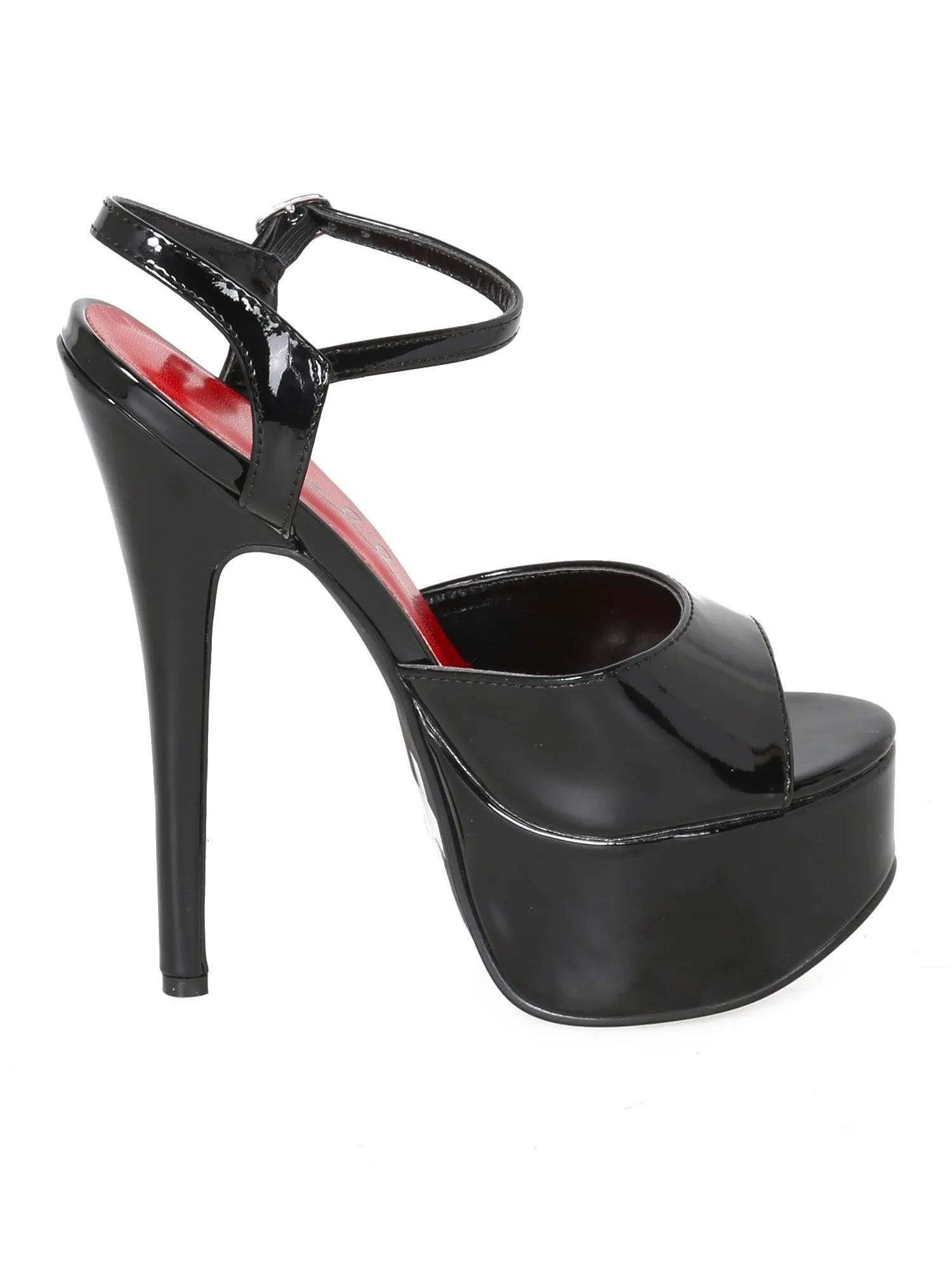 Juliet Patent Peeptoe Sandals Black