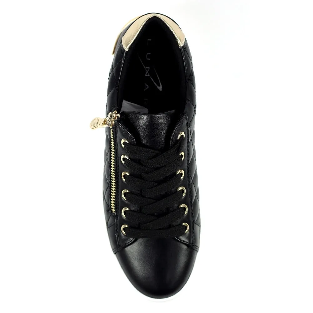 Ladies Lunar Shoes Xenon Trainer Black Laced side zip sale