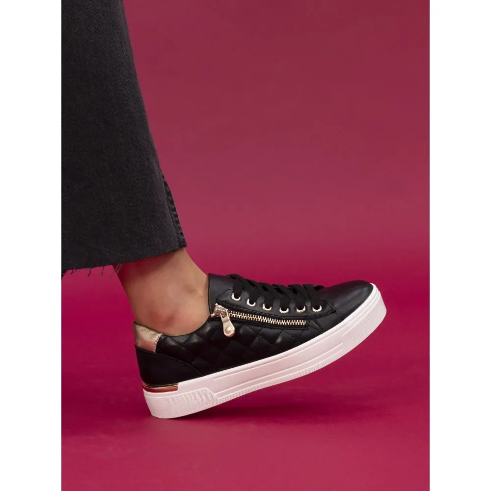 Ladies Lunar Shoes Xenon Trainer Black Laced side zip sale