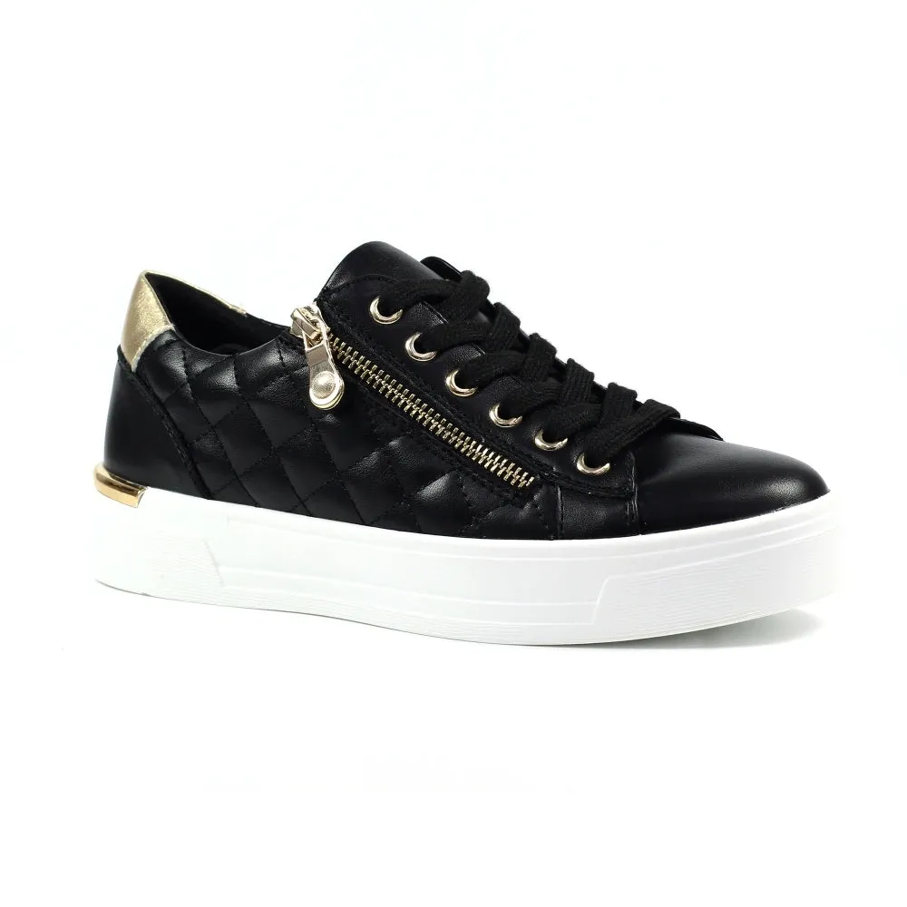 Ladies Lunar Shoes Xenon Trainer Black Laced side zip sale