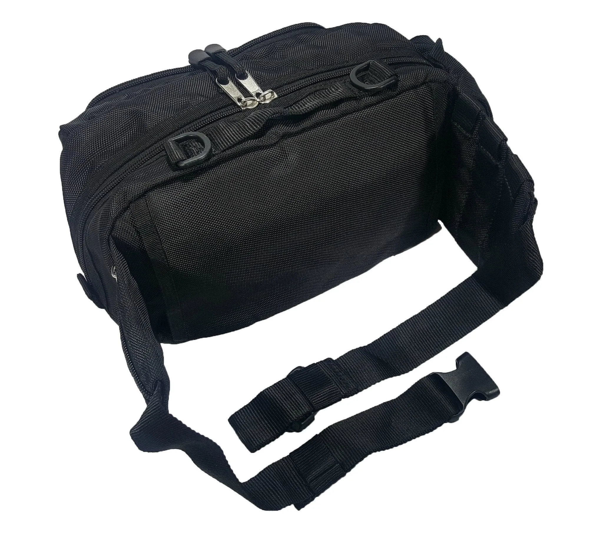 LINE2design Deluxe Emergency First Aid Fanny Pack Star of Life Logo EMT Paramedic Nylon Bag Fully Stacked with First Aid Supplies - Black