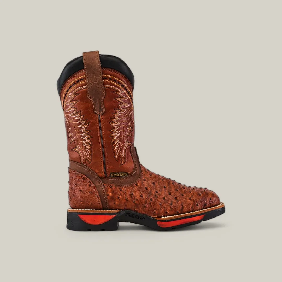Ostrich Print Cogñac Soft Toe - E6022