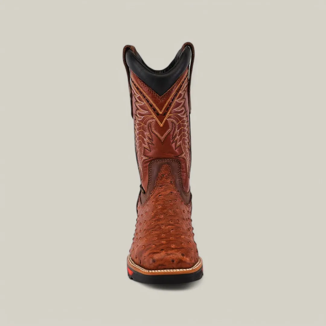 Ostrich Print Cogñac Soft Toe - E6022