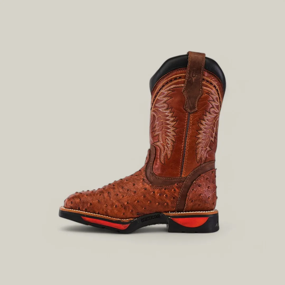 Ostrich Print Cogñac Soft Toe - E6022