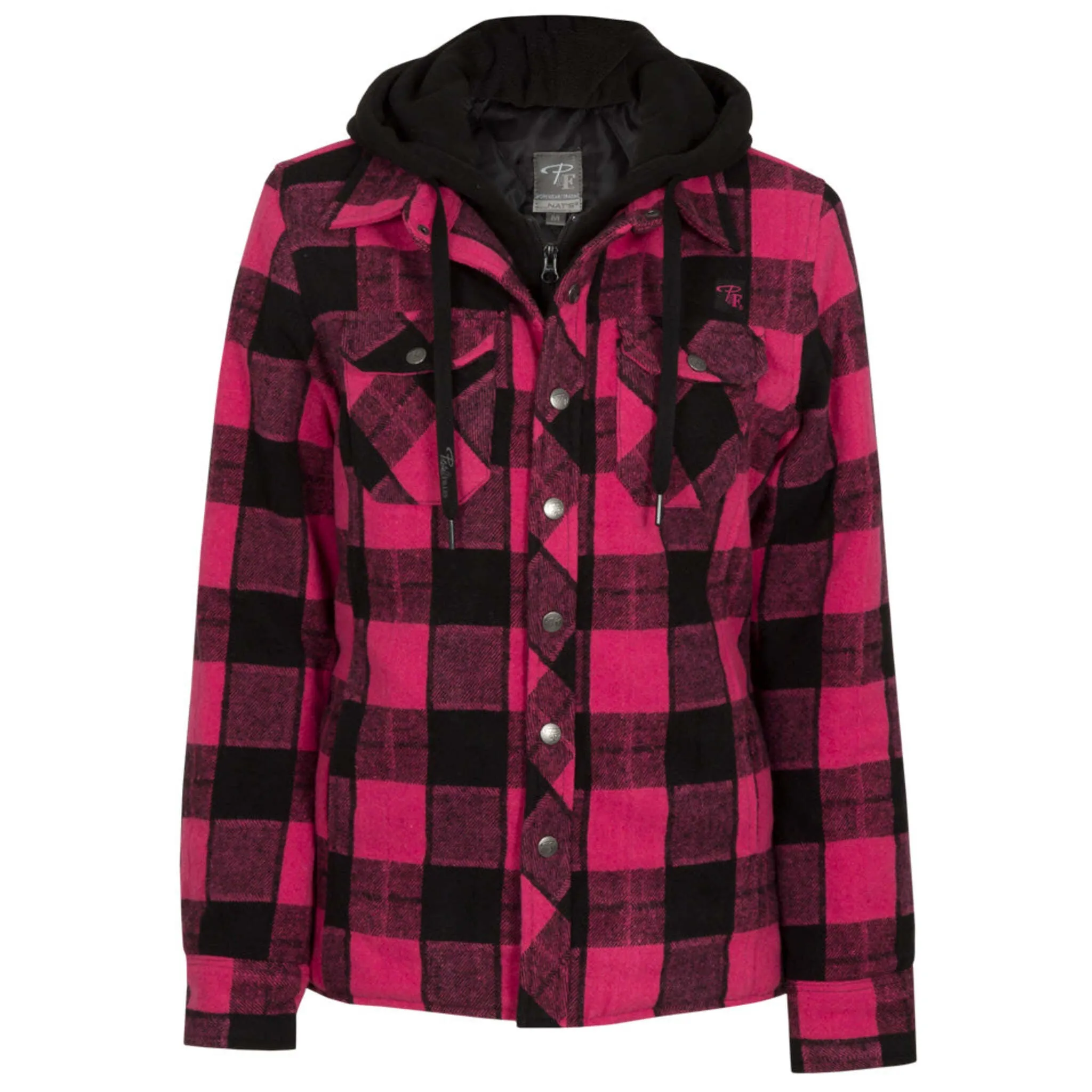 P&F Women's Work Shirt 415 - Quilted Lined, 100% Polyester, Front Zip, Hooded, Snap Button Flap, Durable & Warm for Outdoor Work | Sizes XS-2XL
