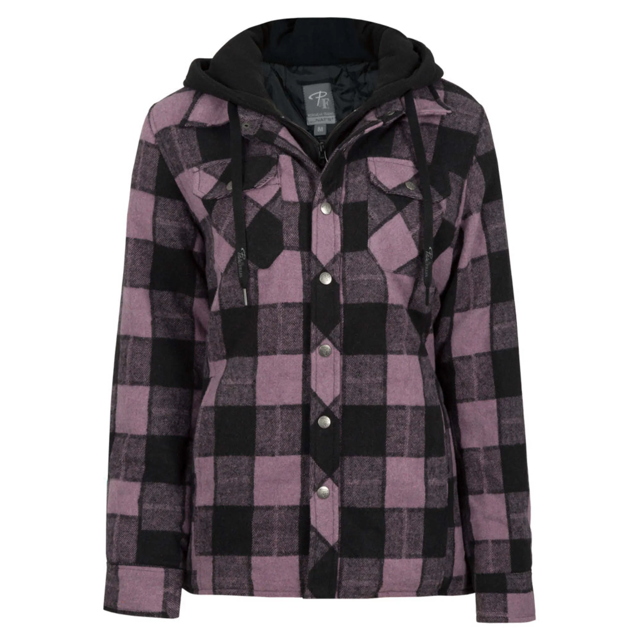 P&F Women's Work Shirt 415 - Quilted Lined, 100% Polyester, Front Zip, Hooded, Snap Button Flap, Durable & Warm for Outdoor Work | Sizes XS-2XL