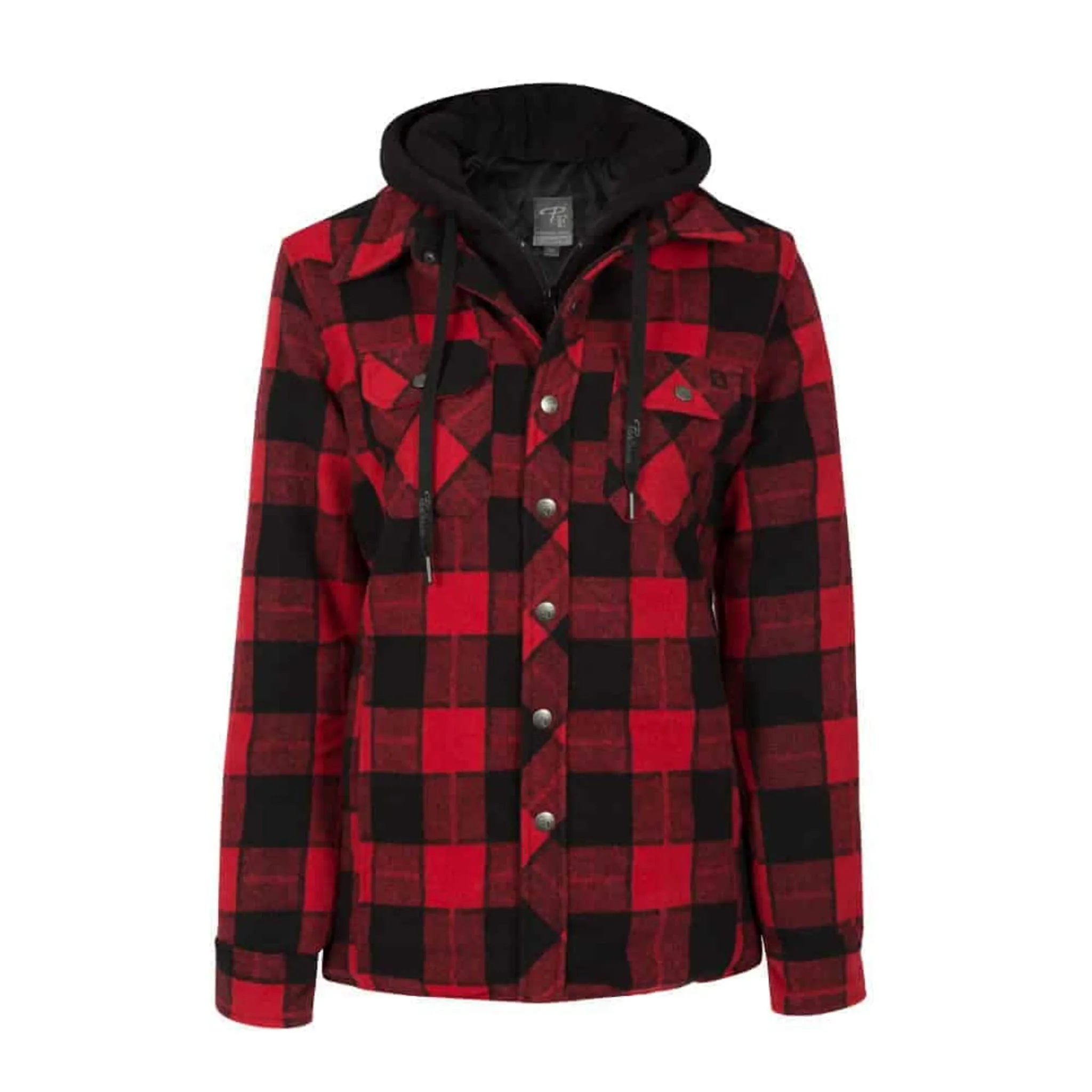 P&F Women's Work Shirt 415 - Quilted Lined, 100% Polyester, Front Zip, Hooded, Snap Button Flap, Durable & Warm for Outdoor Work | Sizes XS-2XL