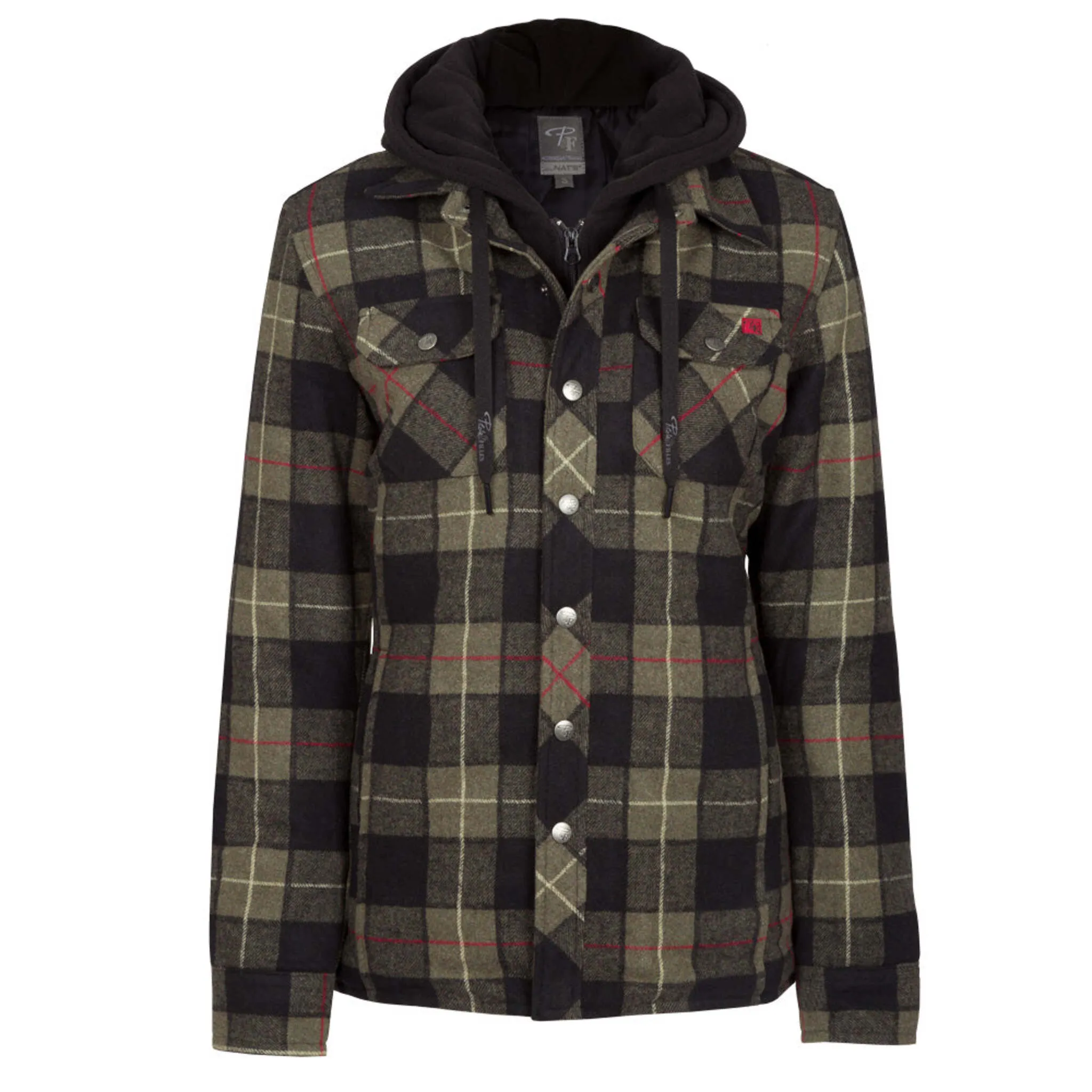 P&F Women's Work Shirt 415 - Quilted Lined, 100% Polyester, Front Zip, Hooded, Snap Button Flap, Durable & Warm for Outdoor Work | Sizes XS-2XL