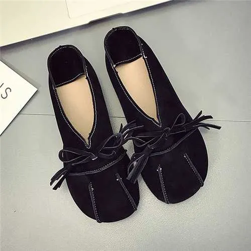 Pure Color Butterfly Knot Casual Flat Loafers