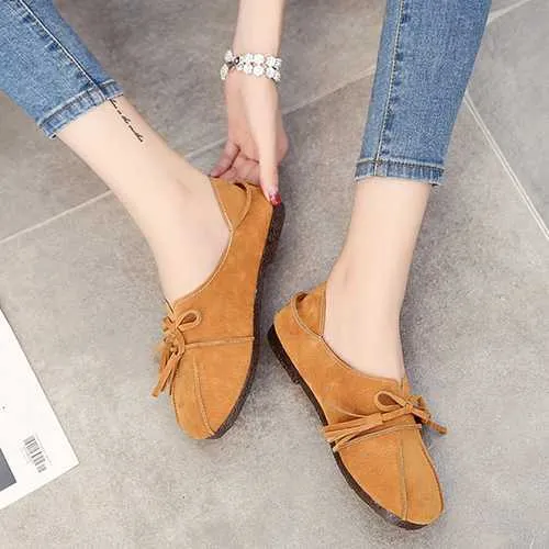 Pure Color Butterfly Knot Casual Flat Loafers