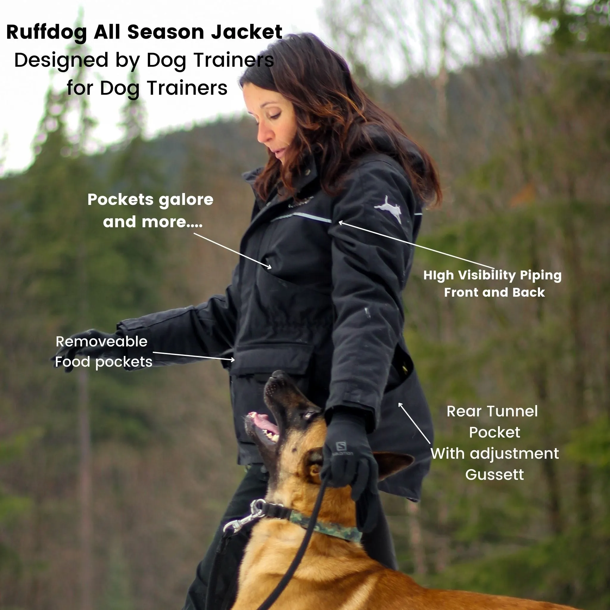 Ruffdog CLASSIC Black Winter Dog Trainer Jacket SAVE 65%