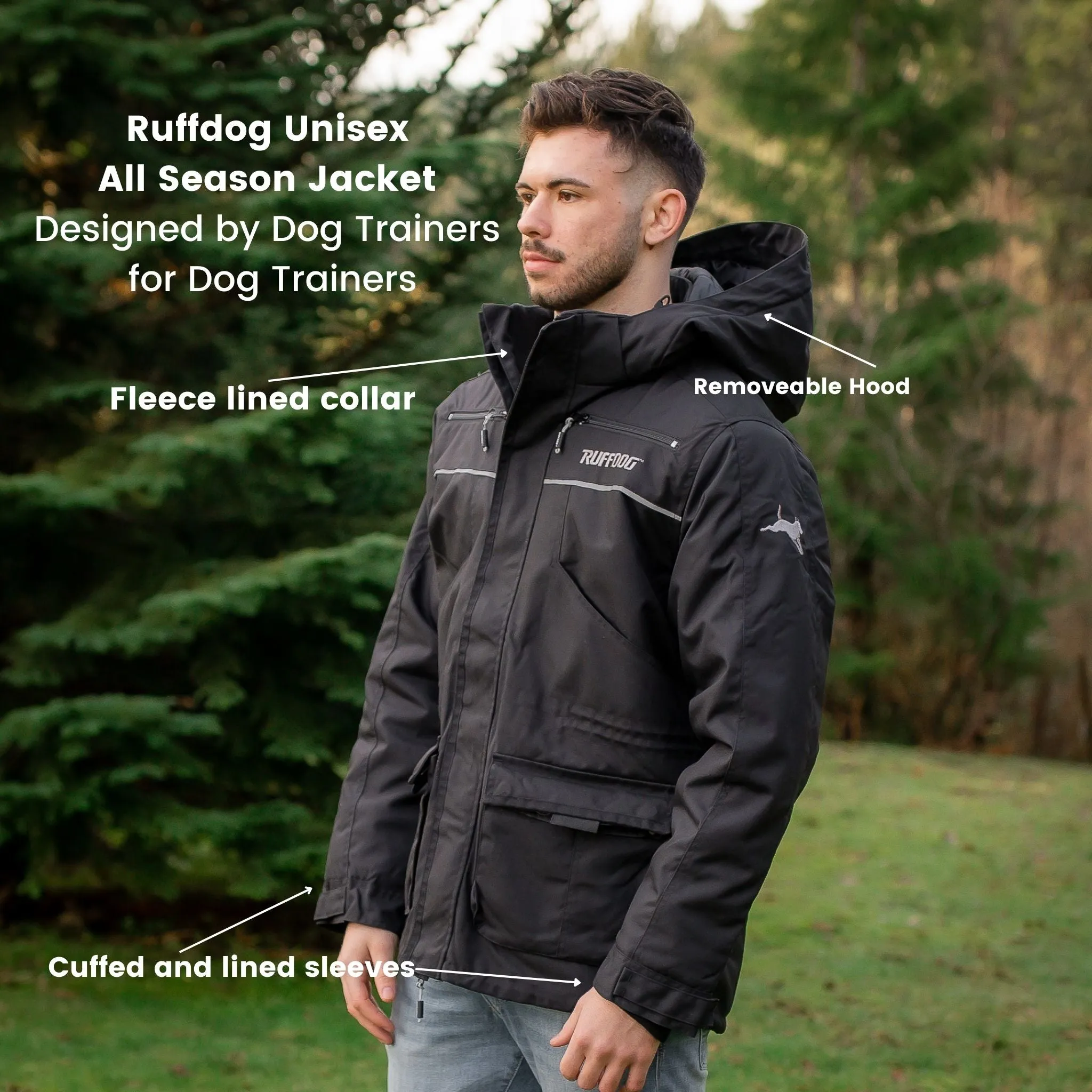 Ruffdog CLASSIC Black Winter Dog Trainer Jacket SAVE 65%