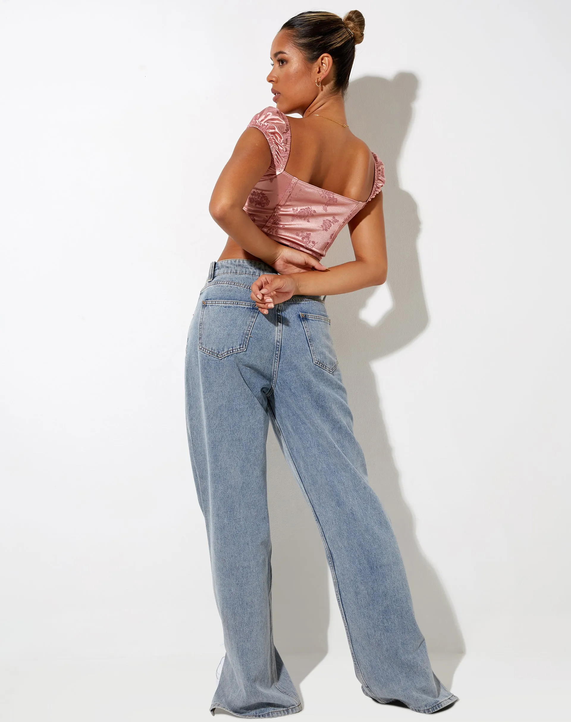 Silicia Corset Top in Rose Flock Pale Pink
