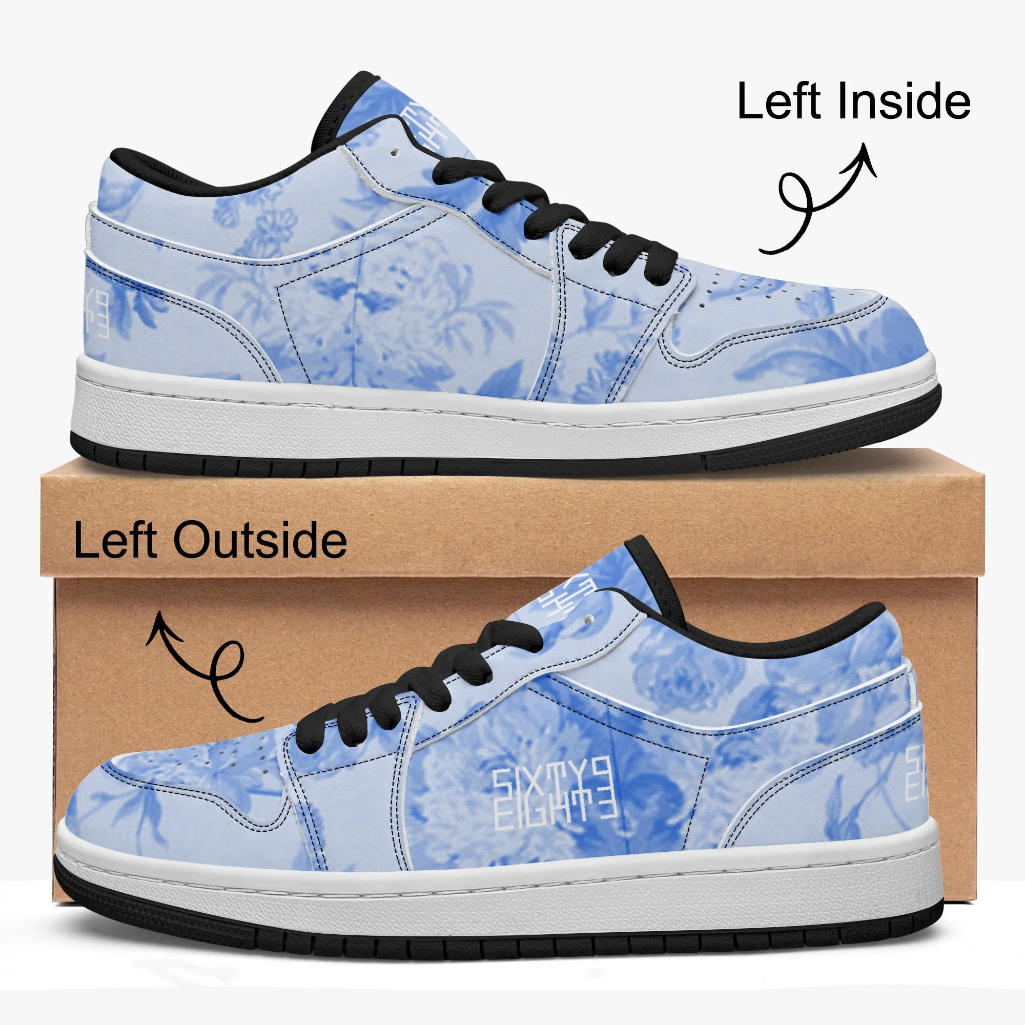 Sixty Eight 93 Logo White Floral Blue & White SENTLT1 Shoes