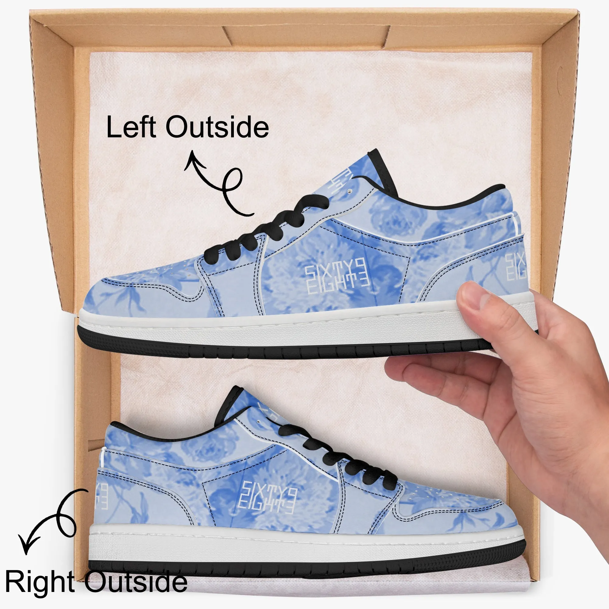 Sixty Eight 93 Logo White Floral Blue & White SENTLT1 Shoes