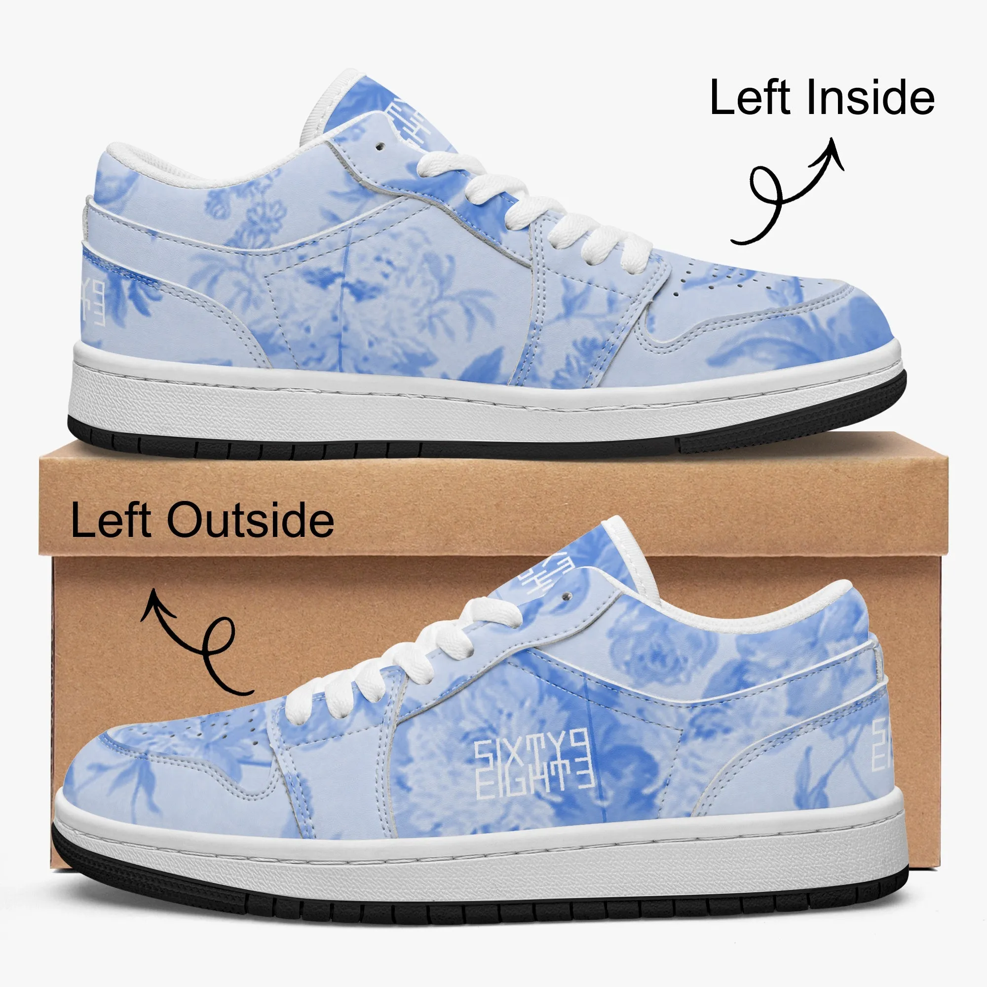 Sixty Eight 93 Logo White Floral Blue & White SENTLT1 Shoes