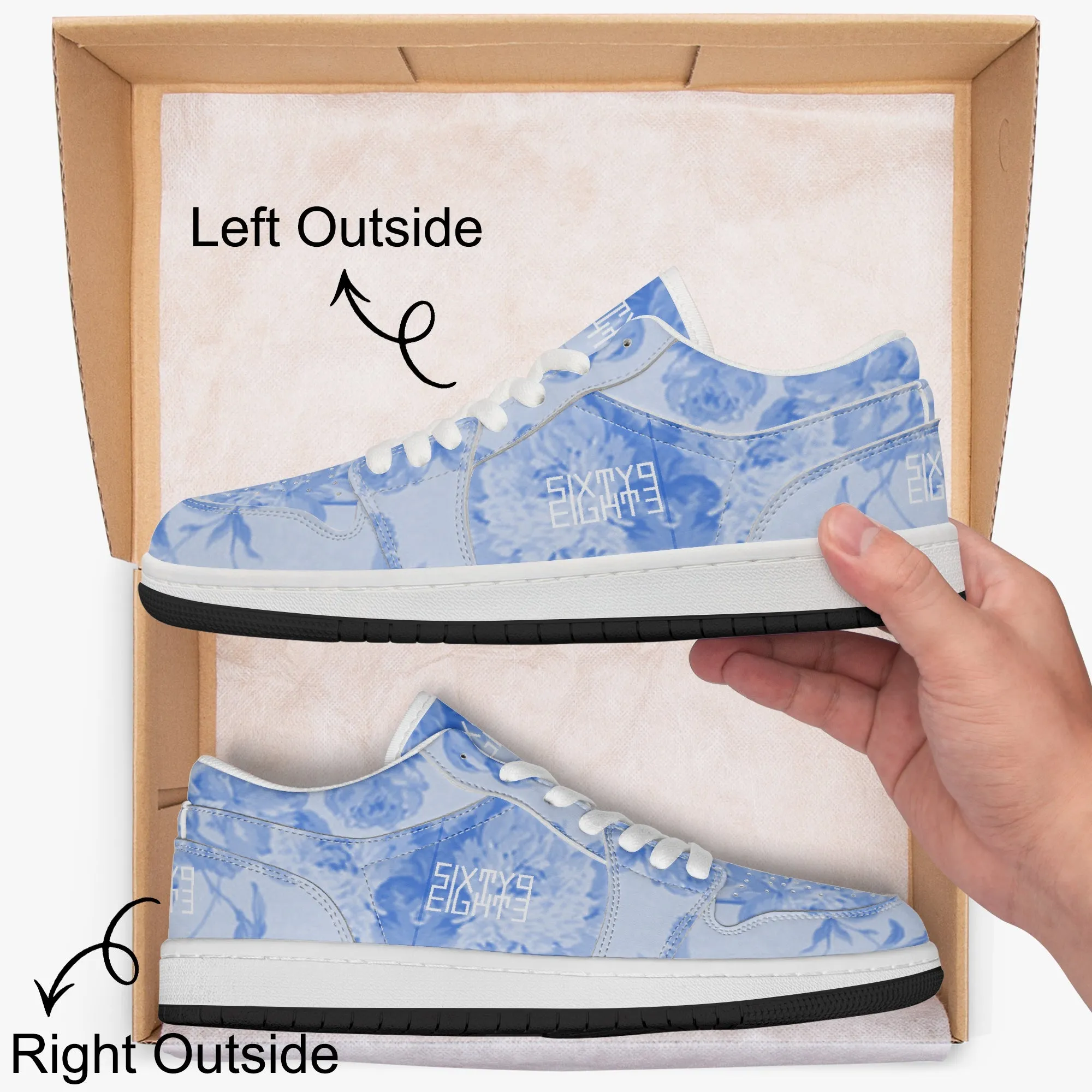 Sixty Eight 93 Logo White Floral Blue & White SENTLT1 Shoes