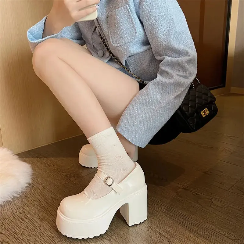 Sohiwoo Platform Heels Woman Mary Janes Summer Thick Heel Designer Elegant Heeled New Stripper Women's Shoes on Offer with Free Shipping