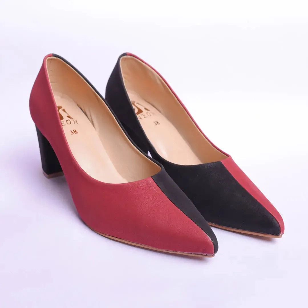 Two Hued Court Shoes Maroon and Black