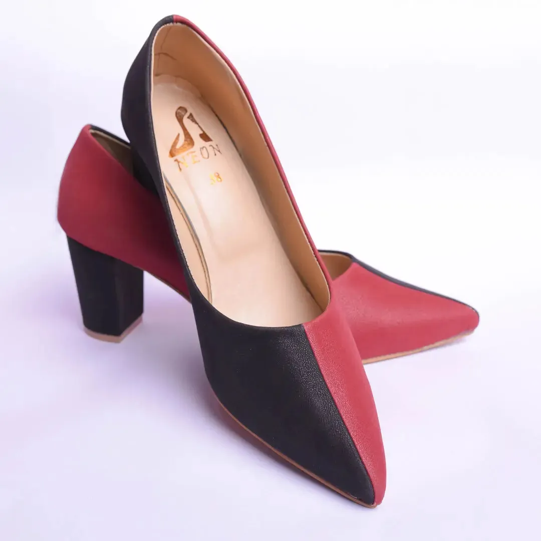 Two Hued Court Shoes Maroon and Black