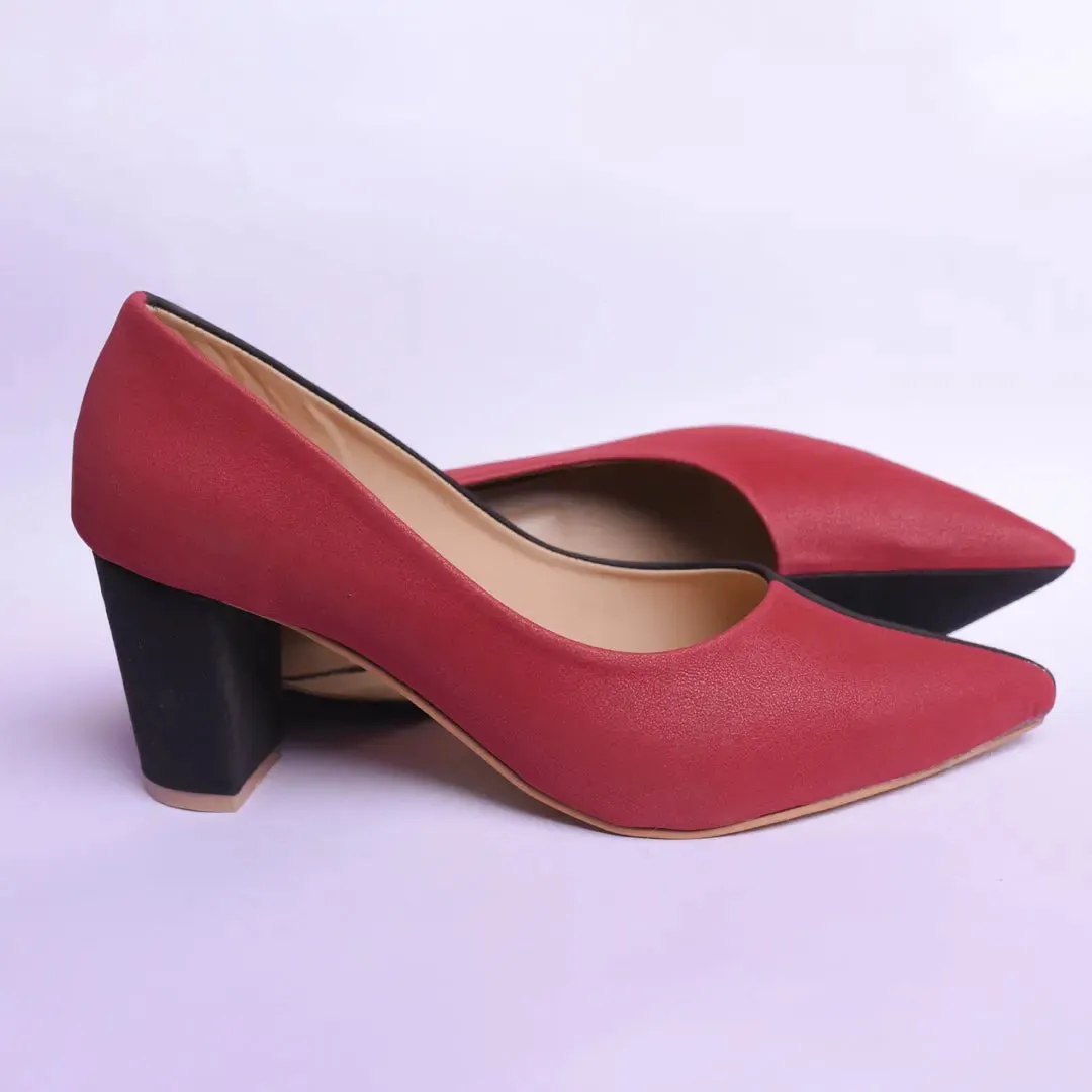 Two Hued Court Shoes Maroon and Black