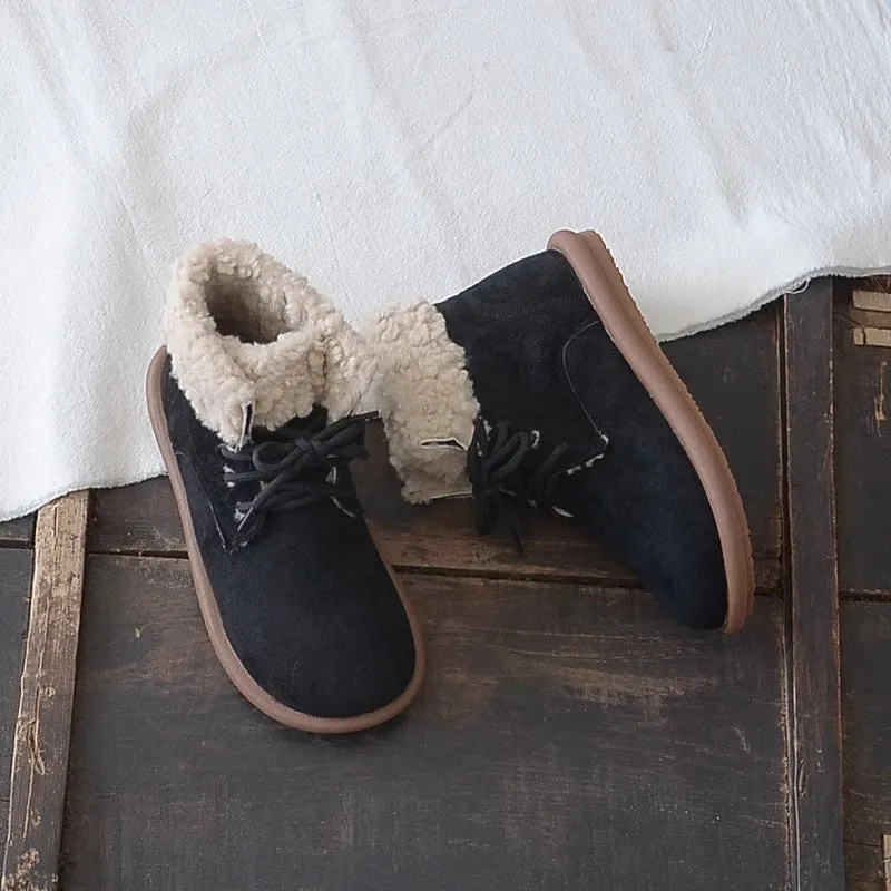 Women Retro Minimalist Suede Flat Snow Boots