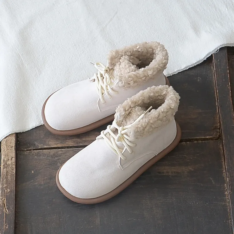 Women Retro Minimalist Suede Flat Snow Boots