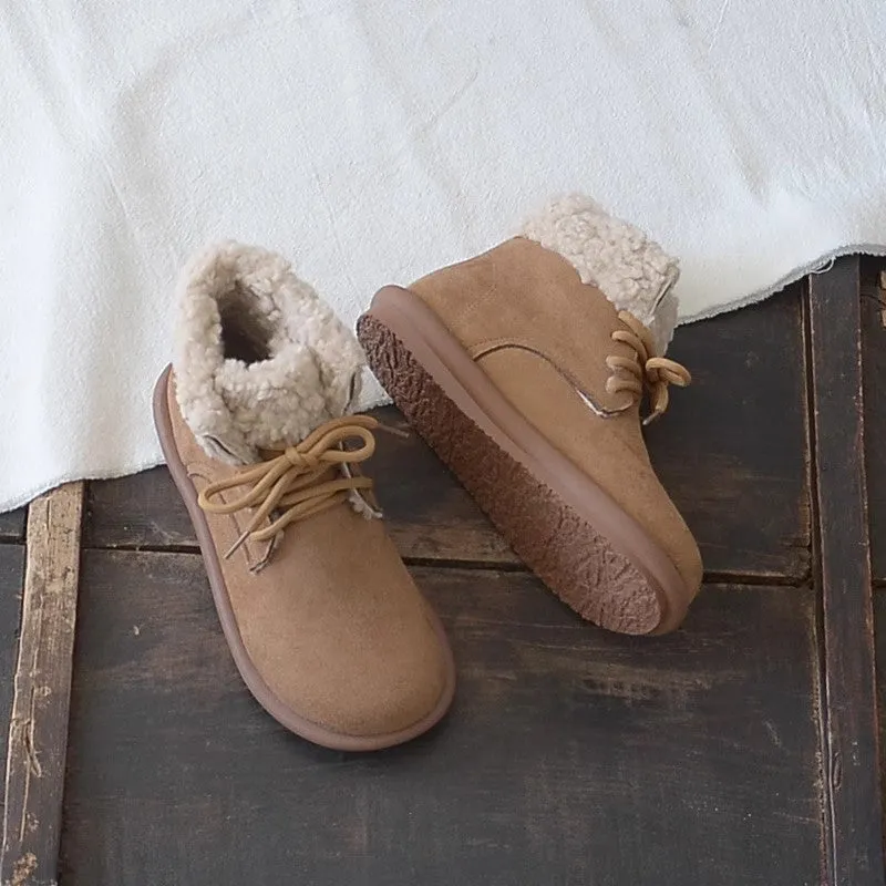 Women Retro Minimalist Suede Flat Snow Boots