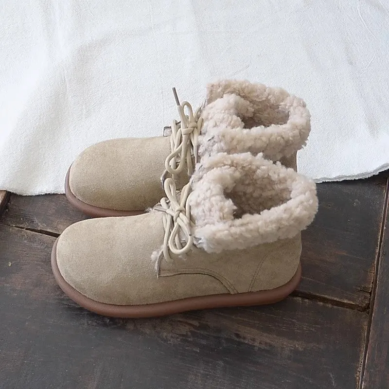 Women Retro Minimalist Suede Flat Snow Boots