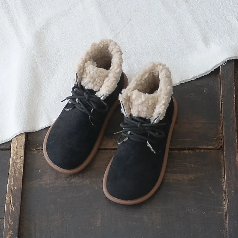 Women Retro Minimalist Suede Flat Snow Boots