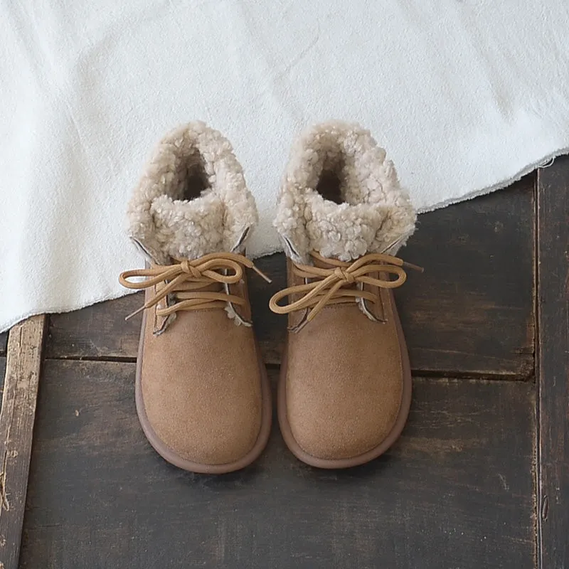 Women Retro Minimalist Suede Flat Snow Boots