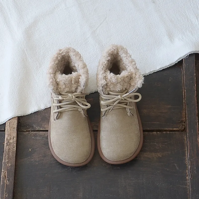 Women Retro Minimalist Suede Flat Snow Boots